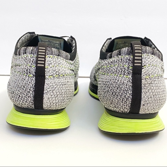 Nike flyknit racer Oreo volt black gray neon lace up sneakers athletic shoe - Picture 4 of 10